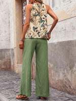 Printed Tank Top and Wide Leg Pants Set - Ladyez