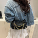 Chain-Embellished Shoulder Bag - Ladyez