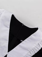 Puff Sleeve Contrast Collar Dress
