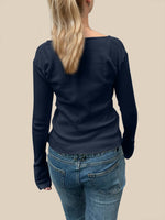 Devine Quarter Button Long Sleeve T-Shirt - Ladyez