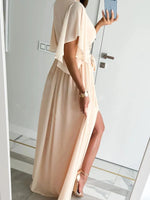 Flutter Sleeve Surplice Tie Waist Dress - Ladyez