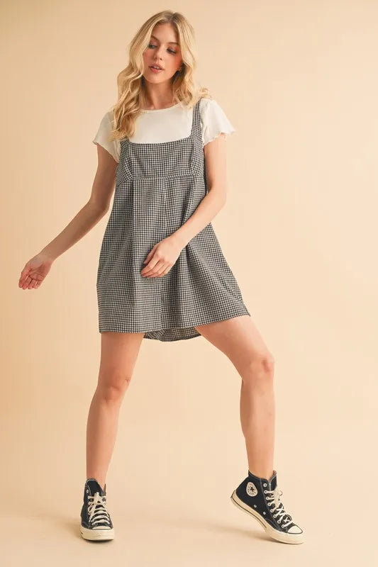 Aemi+Co Plaid Square Neck Romper - Ladyez