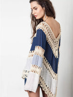 Crochet Trimmed Long Sleeve Cover Up