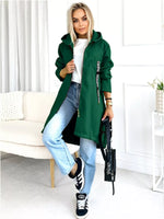 Full Size Zip Up Longline Hooded Outerwear Plus Size