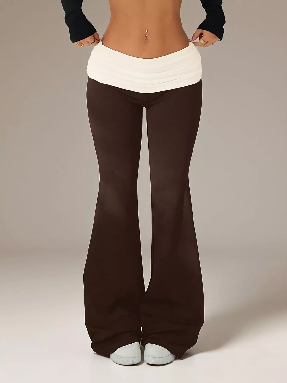 High-Waisted Polka Dot Flare Pants