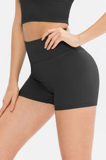 Slim Fit Wide Waistband Sports Shorts - Ladyez