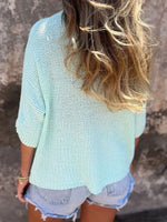 Full Size Johnny Collar Loose Knit Sweater Plus Size