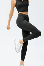 Full Size Slim Fit High Waist Long Sports Pants with Pockets - Ladyez