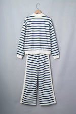 Striped Long Sleeve Top and Wide-Leg Pants Set
