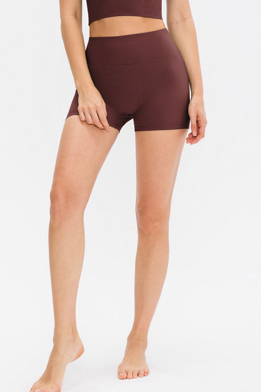 Slim Fit Wide Waistband Sports Shorts - Ladyez