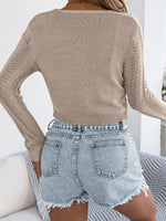 Crochet Knit Tie Front Cropped Cardigan