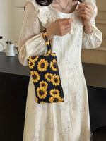 Sunflower Print 3-Piece Canvas Bag Set - Ladyez