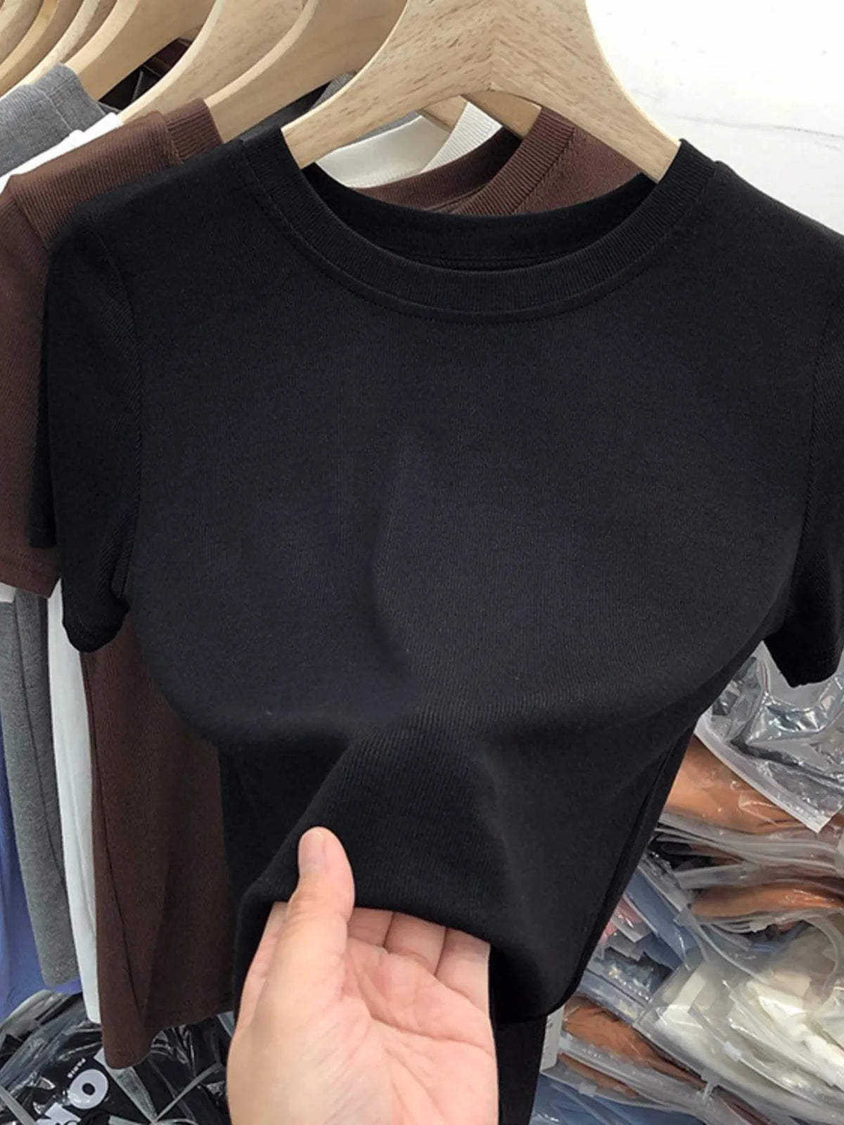 Crew Neck Short Sleeve T-Shirt - Ladyez