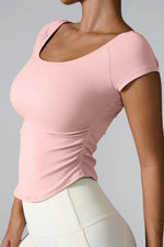 Round Neck Short Sleeve Active T-Shirt - Ladyez