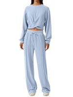 Twist-Front Long Sleeve Top and Pants Set