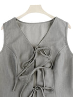 Tie Front Vest and Wide Leg Pants Set