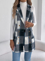 Plaid Double-Breasted Vest Coat