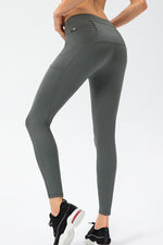 Full Size Slim Fit High Waist Long Sports Pants with Pockets - Ladyez