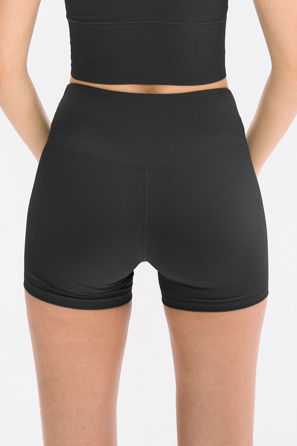 Slim Fit Wide Waistband Sports Shorts - Ladyez