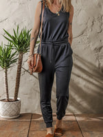 Tie Waist Sleeveless Jogger Jumpsuit
