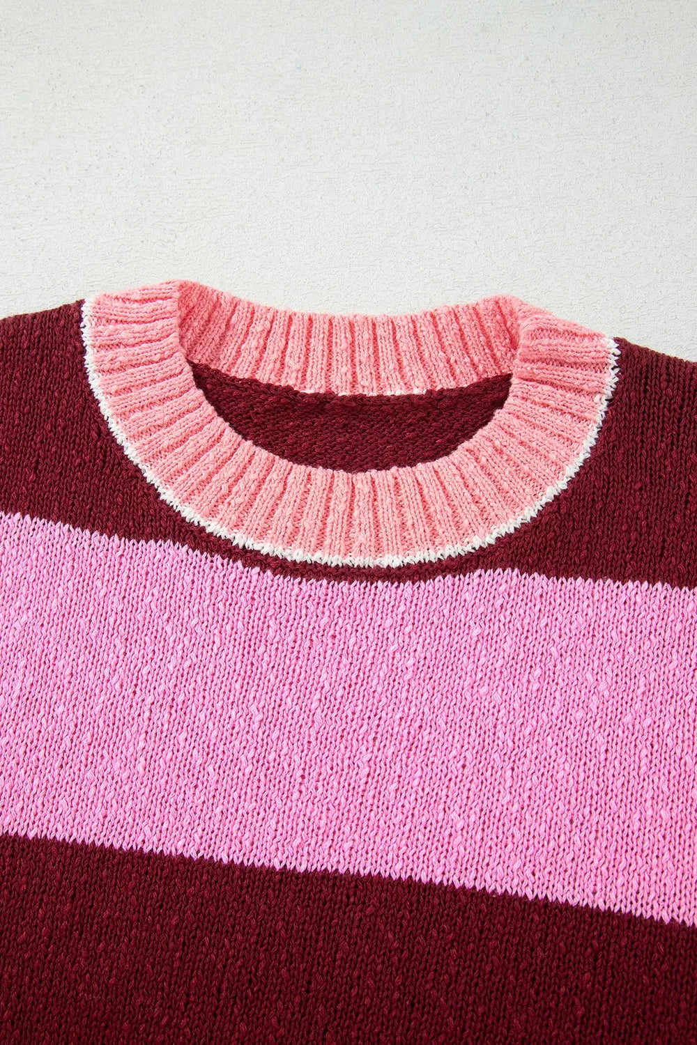 Striped Drop Shoulder Long Sleeve Pullover Regular Fit Knit Sweater