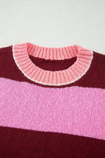 Striped Drop Shoulder Long Sleeve Pullover Regular Fit Knit Sweater
