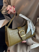Crocodile Pattern Buckle Shoulder Bag