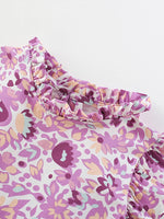 Children's Floral Print Ruffle Trim A-Line Dress