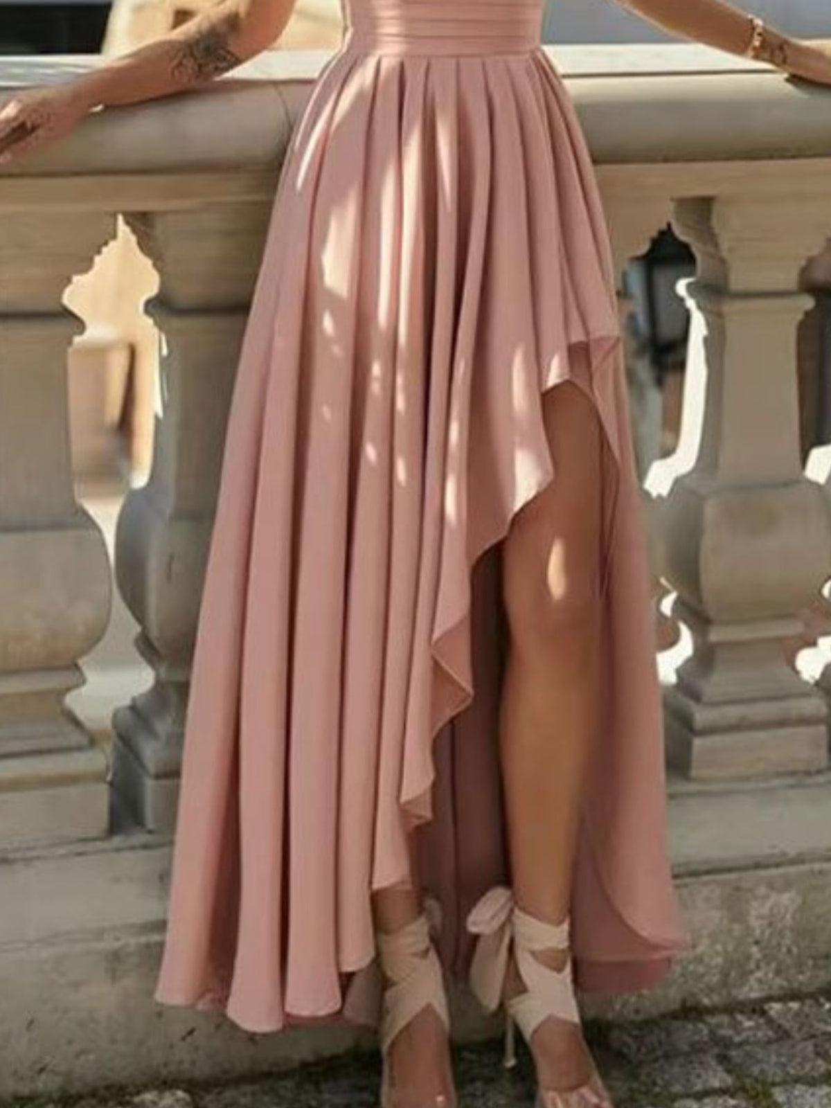 Full Size One-Shoulder Asymmetrical Hen Dress Plus Size