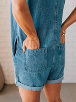 Sleeveless Zip-Up Denim Romper