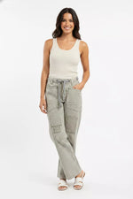 BiBi Drawstring Striped Twill Barrel Pants