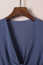 Bow-Tie V-Neck Ruffle Hem Mini Dress