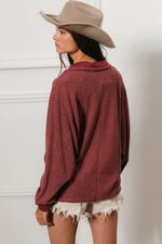 BiBi Cp French Terry Cut Edge Detail Collared Top