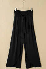 Knotted Waist Split Leg Relaxed Pants