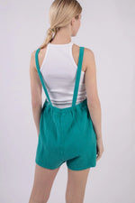 VERY J Sleeveless Double Gauze Overalls with Pockets