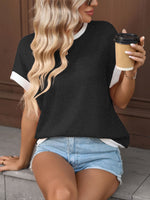 Contrast Trim Short Sleeve T-Shirt – Neutral Tones