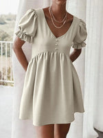 Puff Sleeve Babydoll Mini Dress