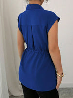 Drawstring Waist Cap Sleeve Shirt