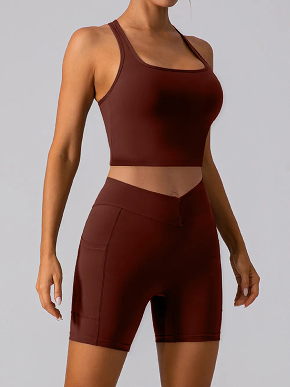 Square Neck Racerback Cropped Tank - Ladyez