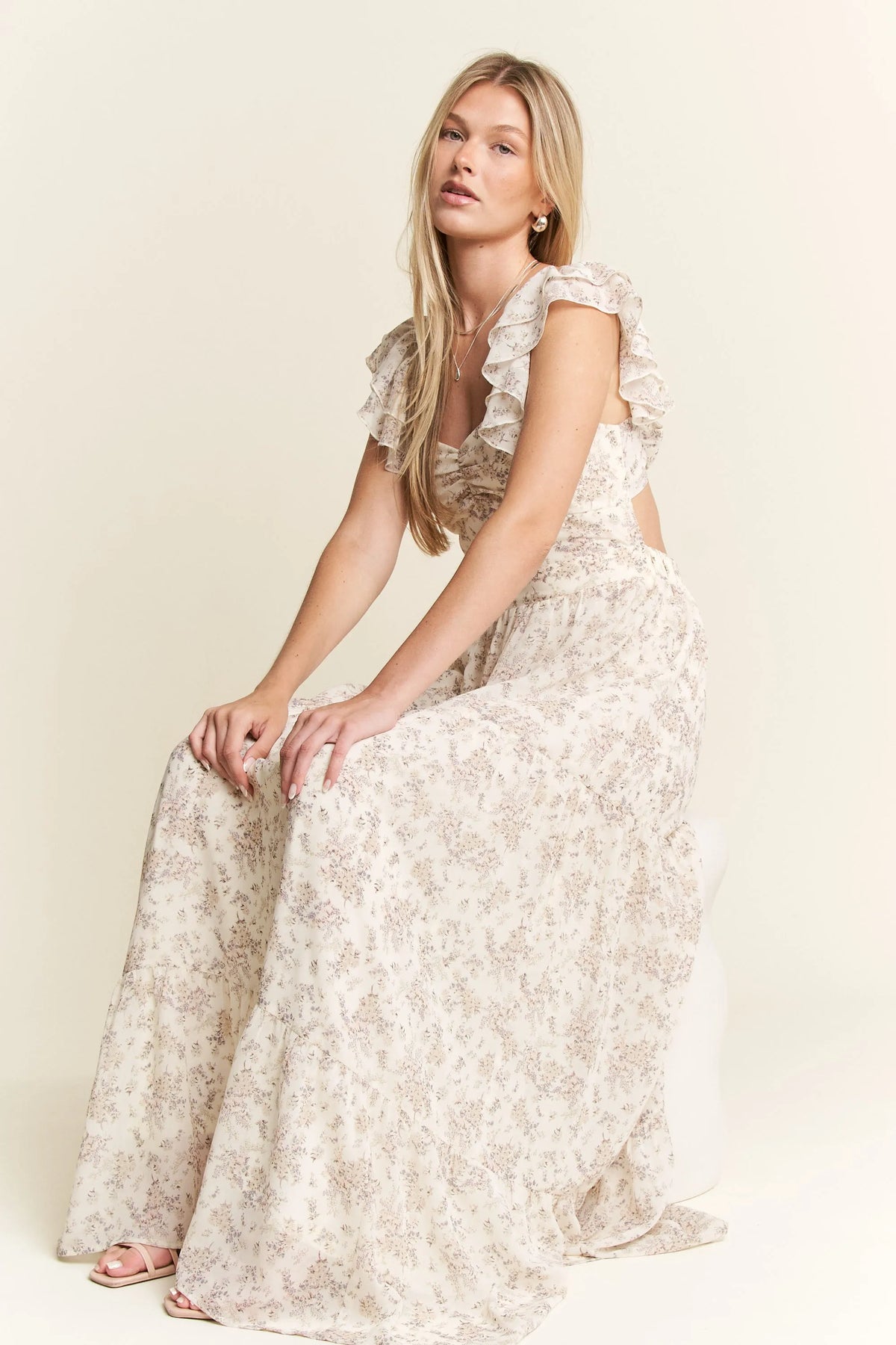 Jade By Jane Full Size Ruffle Sleeve Tiered Maxi Dress Plus Size - Ladyez