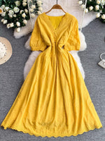 Lace Detail A-Line Midi Dress