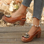 Peep Toe Block Heels Sandals