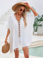 Crochet Trim Tassel Cover-Up Dress