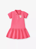 Children's Bunny Embroidered Polo Dress