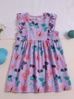 Children's Butterfly Print Ruffled Dress