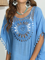 Tassel Crochet Round Neck Cover-Up - Ladyez
