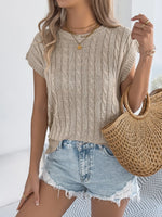 Cable-Knit Round Neck Knit Top