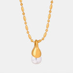 Titanium Steel Pearl Pendant Necklace