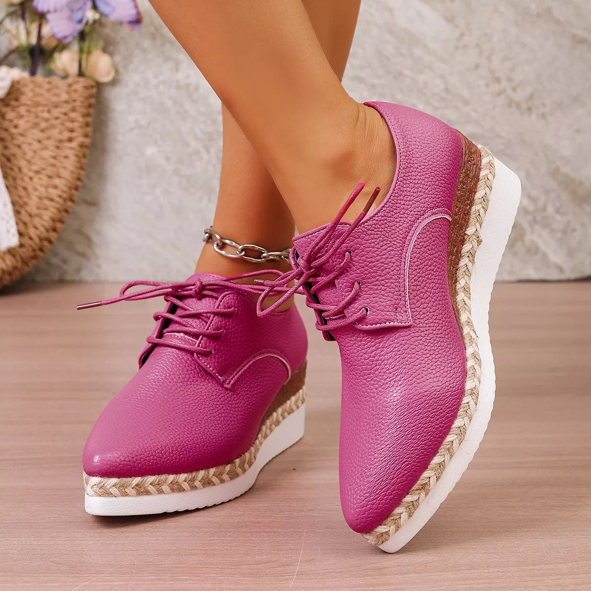 Point Toe Lace Up Sneakers