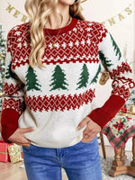 Christmas Tree Pattern Round Neck Sweater